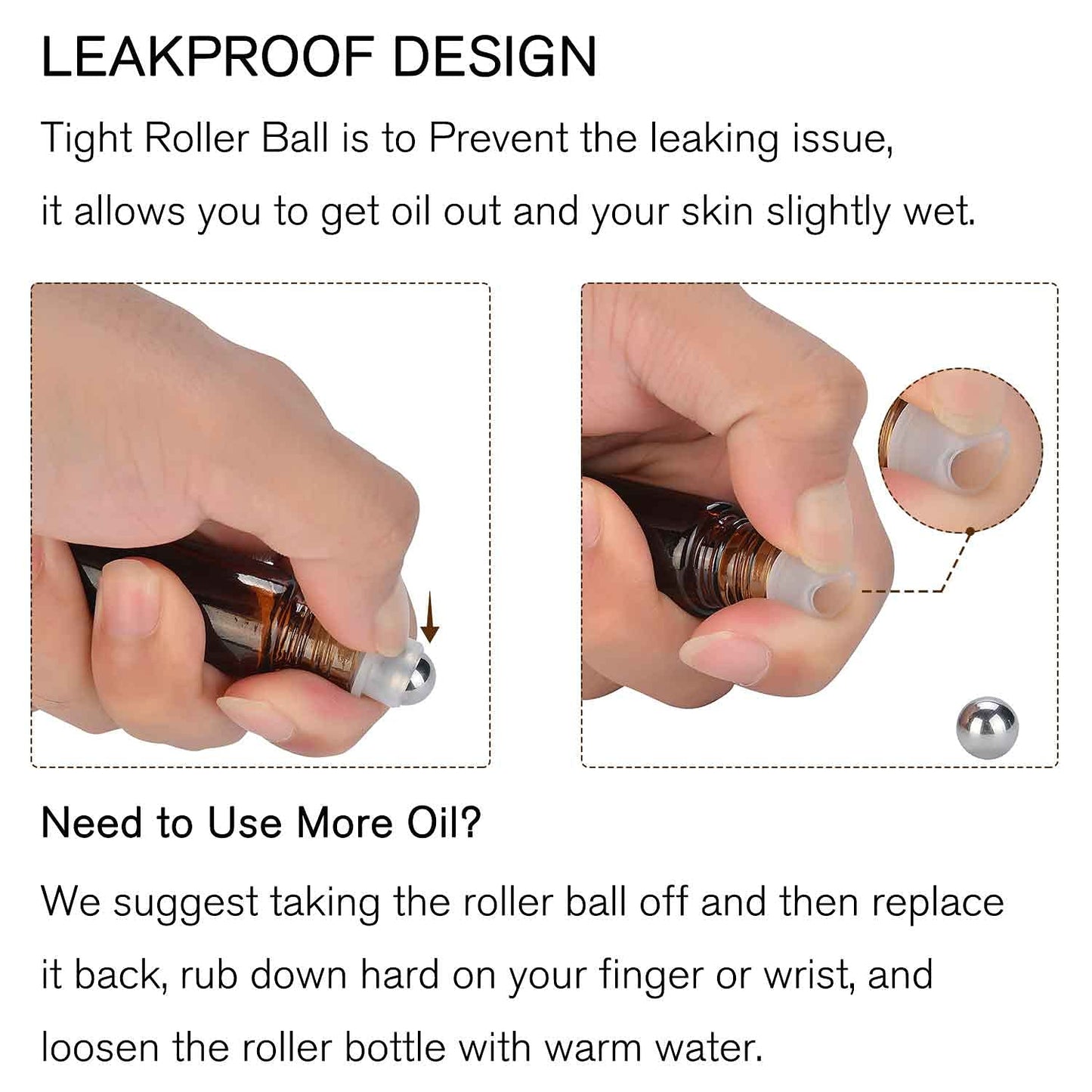 PrettyCare Essential Oil and Roller Bottles β 4 Pack (10ml, Amber Glass)